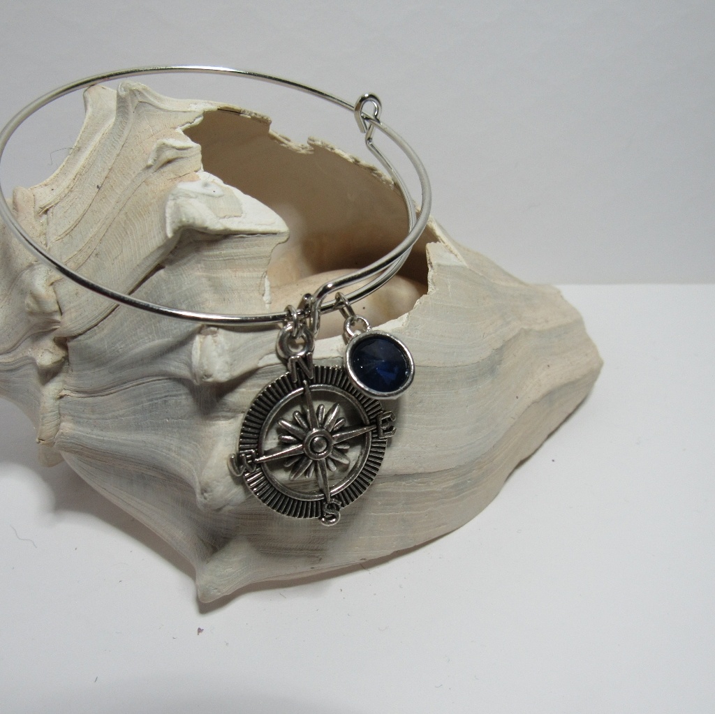 Nautical Compass Adjustable Charm Bracelet